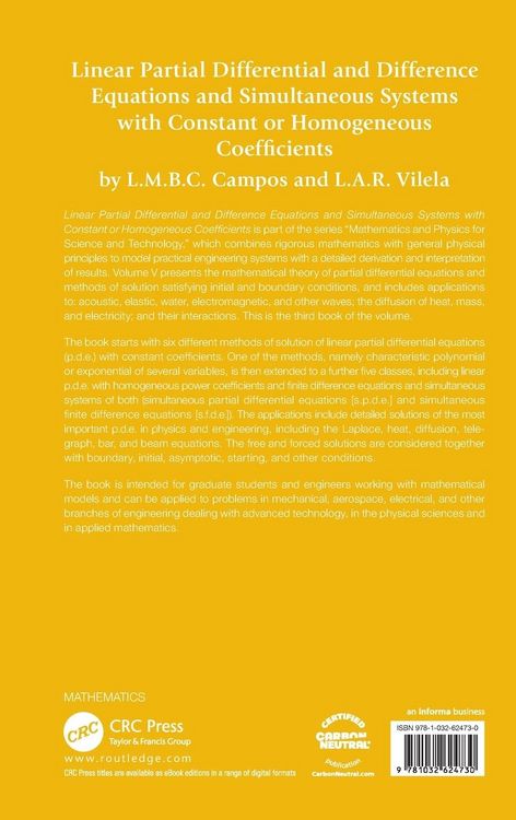 Produktbild: Linear Partial Differential and Difference Equations and Simultaneous Systems with Constant or Homogeneous Coefficients