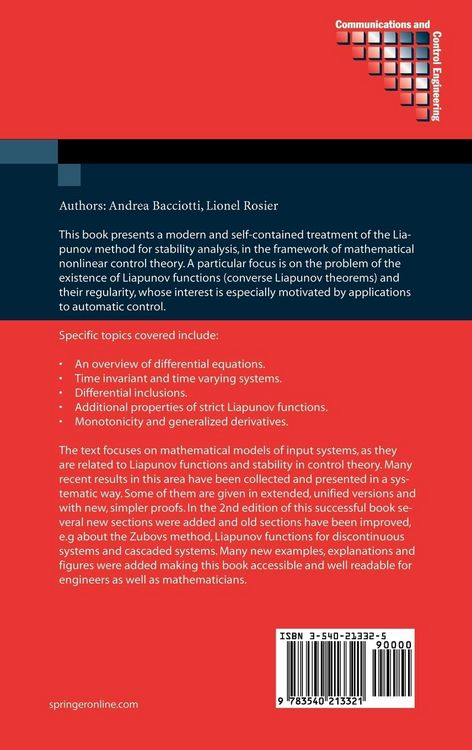 Produktbild: Liapunov Functions and Stability in Control Theory