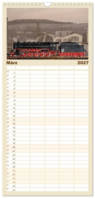 Produktbild: Familienplaner 2027 - Dampflokomotiven in Spur N mit 5 Spalten (Wandkalender, 21 x 45 cm) CALVENDO