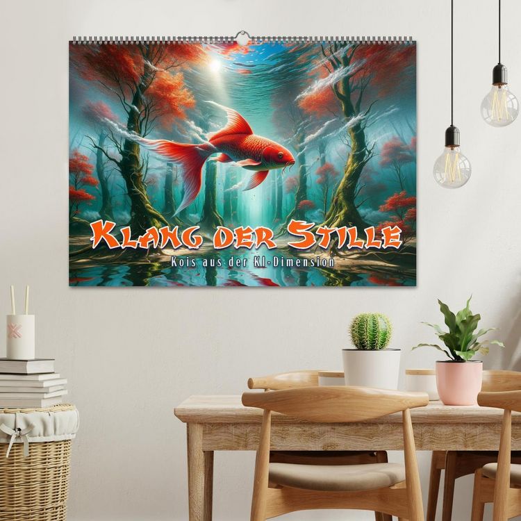 Produktbild: Klang der Stille - Kois aus der KI Dimension (Wandkalender 2026 DIN A2 quer), CALVENDO Monatskalender