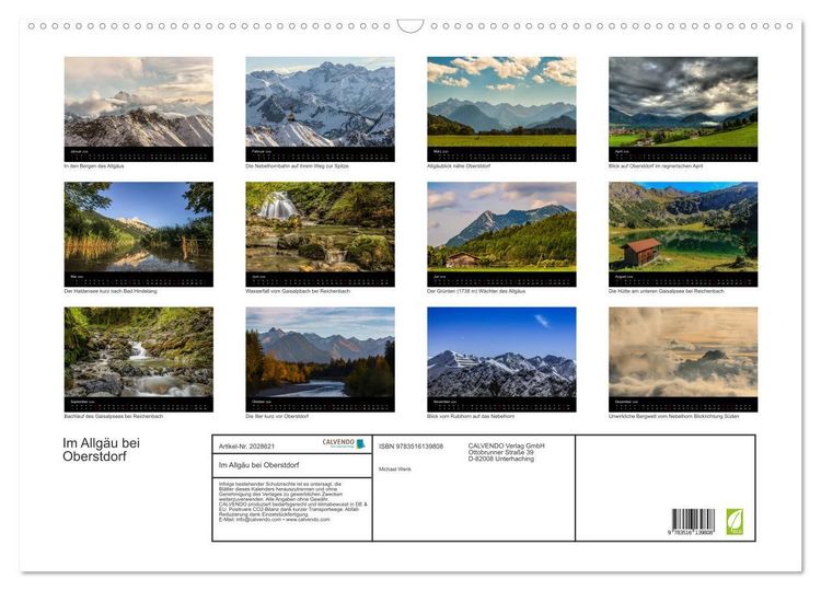 Produktbild: Im Allg&auml;u bei Oberstdorf (Wandkalender 2026 DIN A2 quer), CALVENDO Monatskalender