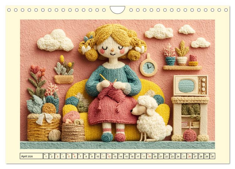 Produktbild: Wollige Maschenwelt. Gestrickte Harmonie f&uuml;r gem&uuml;tliche Momente (Wandkalender 2026 DIN A4 quer), CALVENDO Monatskalender