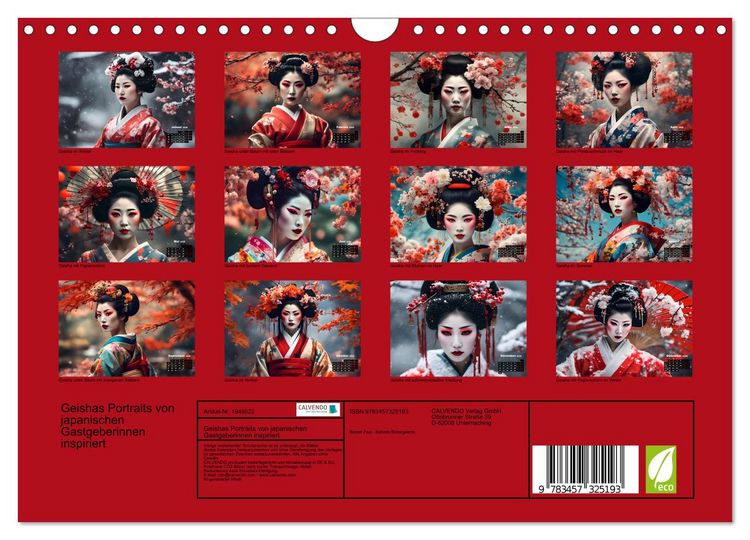 Produktbild: Geishas Portraits von japanischen Gastgeberinnen inspiriert (Wandkalender 2026 DIN A4 quer), CALVENDO Monatskalender