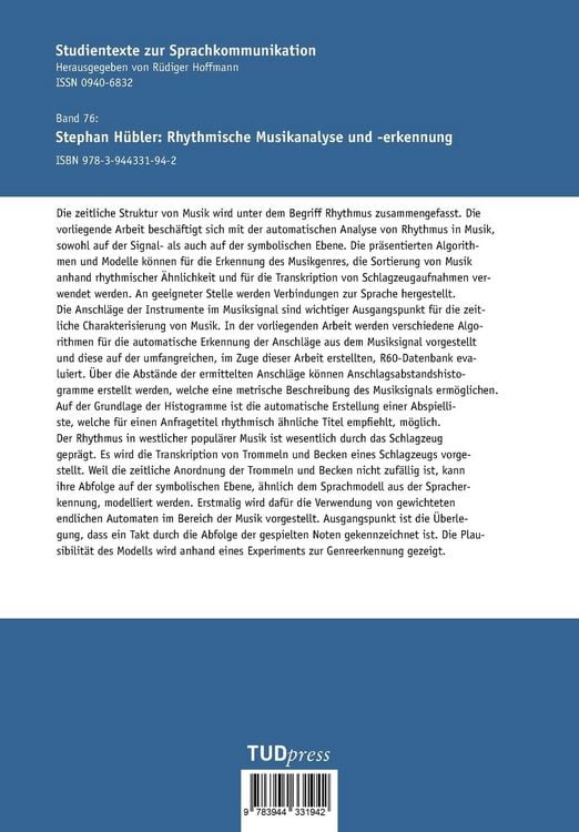Produktbild: Rhythmische Musikanalyse und -erkennung