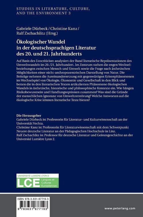 Produktbild: &Ouml;kologischer Wandel in der deutschsprachigen Literatur des 20. und 21. Jahrhunderts