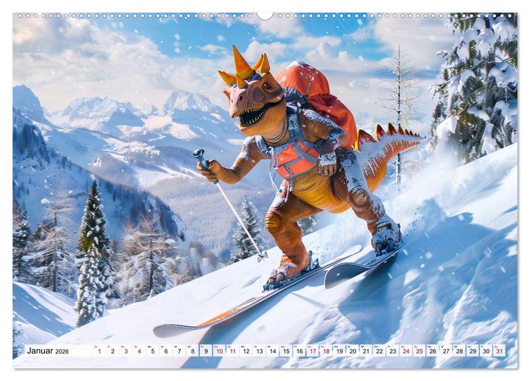 Produktbild: Dinosaurier-Alltag - Wenn sie nicht ausgestorben w&auml;ren! (Wandkalender 2026 DIN A2 quer), CALVENDO Monatskalender