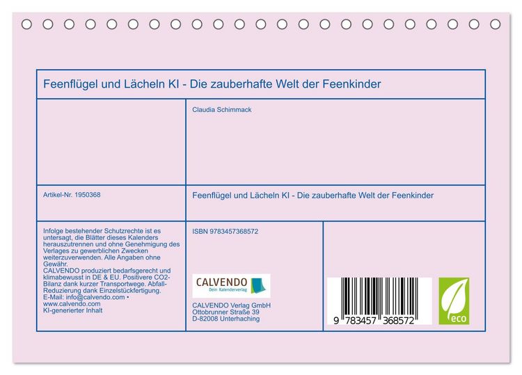 Produktbild: Feenfl&uuml;gel und L&auml;cheln KI - Die zauberhafte Welt der Feenkinder (Tischkalender 2026 DIN A5 quer), CALVENDO Monatskalender