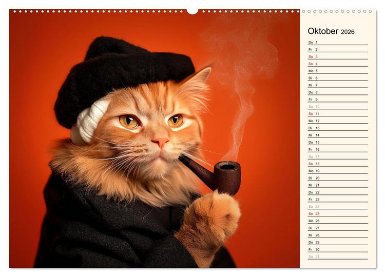 Produktbild: Katzen schaffen Kunst (hochwertiger Premium Wandkalender 2026 DIN A2 quer), Kunstdruck in Hochglanz