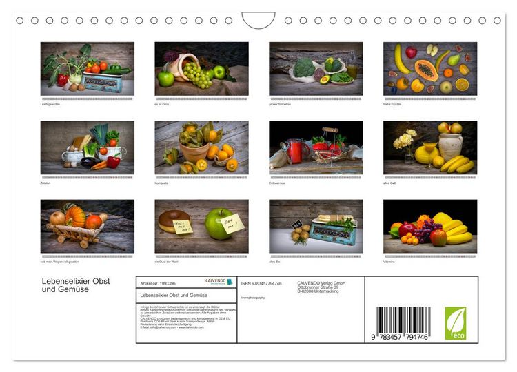 Produktbild: Lebenselixier Obst und Gem&uuml;se (Wandkalender 2026 DIN A4 quer), CALVENDO Monatskalender