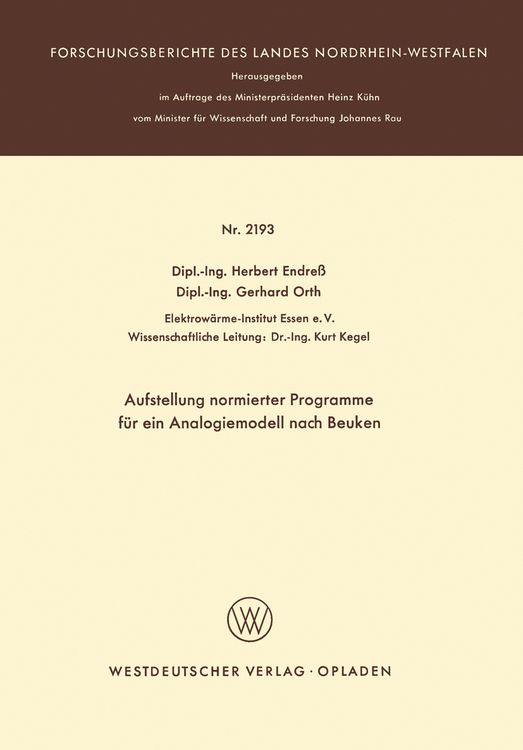 Produktbild: Aufstellung normierter Programme f&uuml;r ein Analogiemodell nach Beuken