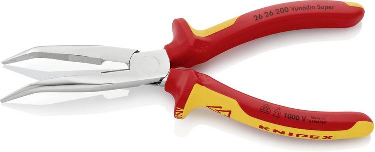 Produktbild: Knipex 26 26 200 VDE Flachrundzange 45&deg; gebogen Vanadium Elektrostahl 200mm