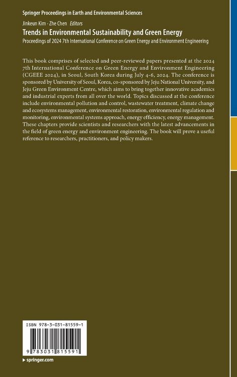 Produktbild: Trends in Environmental Sustainability and Green Energy