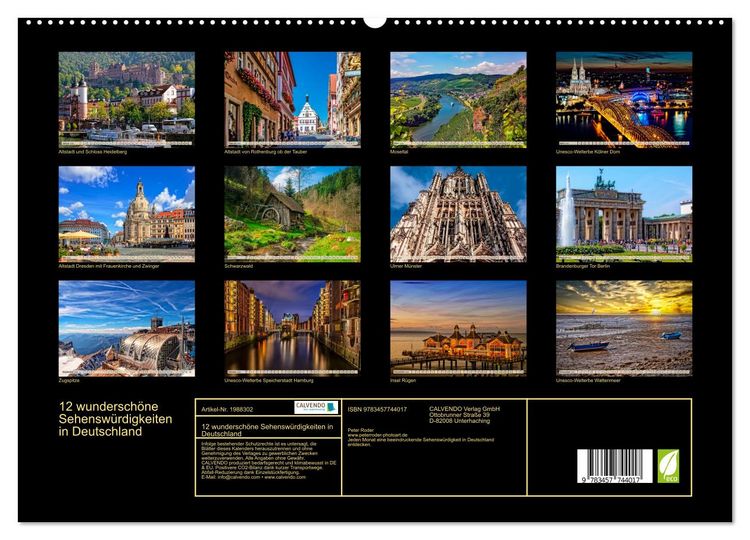 Produktbild: 12 wundersch&ouml;ne Sehensw&uuml;rdigkeiten in Deutschland (hochwertiger Premium Wandkalender 2026 DIN A2 quer), Kunstdruck in Hochglanz