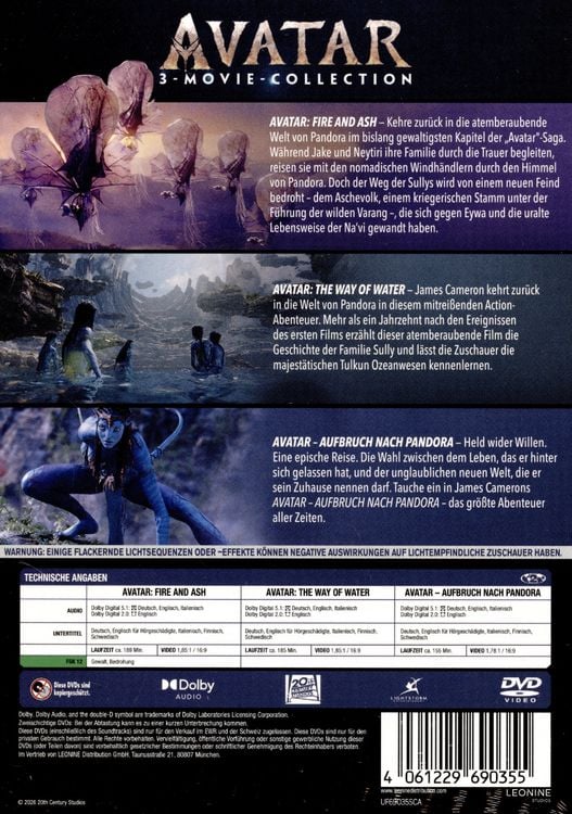 Produktbild: Avatar - 3-Movie Collection [3 DVDs]
