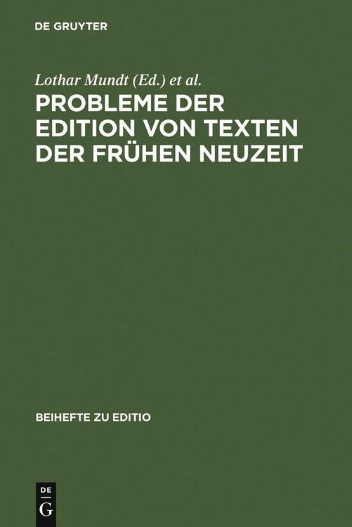 Produktbild: Probleme der Edition von Texten der fr&uuml;hen Neuzeit