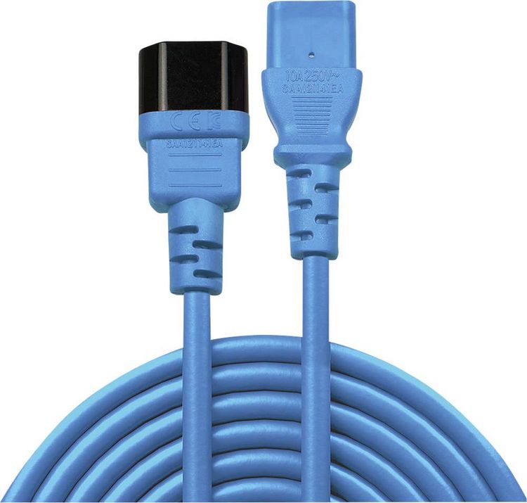 Produktbild: LINDY Strom Verl&auml;ngerungskabel [1x Kaltger&auml;te-Stecker C14 - 1x Kaltger&auml;te-Buchse C13] 0.50 m Blau