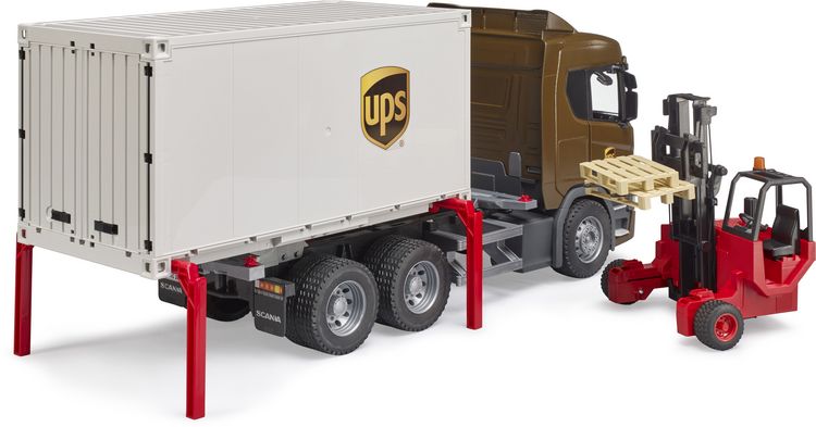 Produktbild: bruder 03582 Scania Super 560R UPS Logistik-LKW mit Mitnahmestapler + 2 Palett