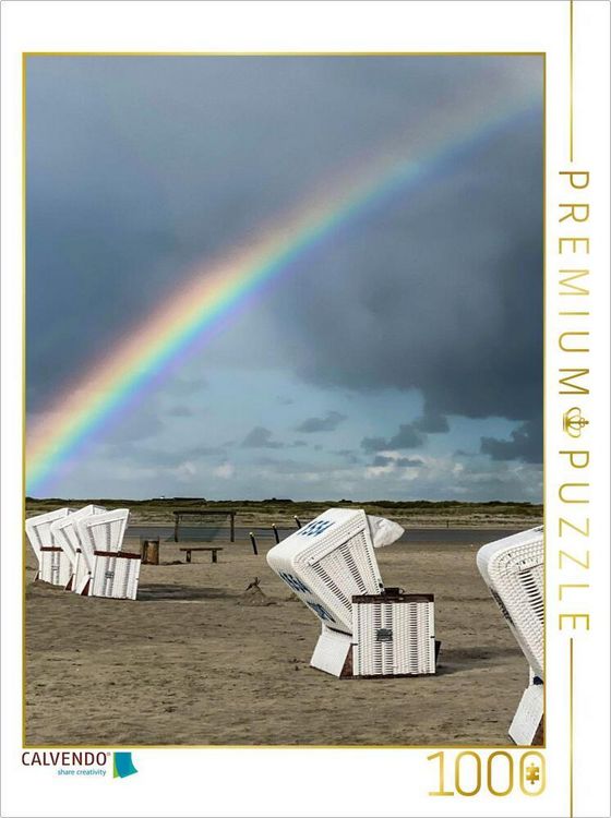 Produktbild: CALVENDO Puzzle Regenbogen nach Gewitterstimmung am Strand von Sankt Peter-Ording | 1000 Teile Lege-Gr&ouml;&szlig;e 64x48cm Foto-Puzzle f&uuml;r gl&uuml;ckliche Stunden