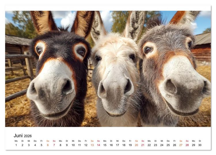 Produktbild: Esel - sanfte Seelen, gro&szlig;e Ohren (Tischkalender 2026 DIN A5 quer), CALVENDO Monatskalender