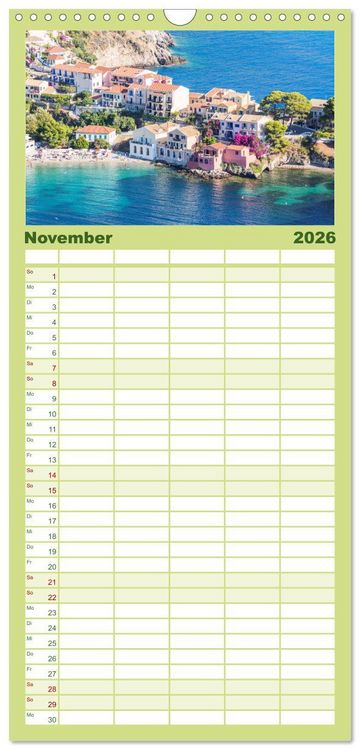 Produktbild: Familienplaner 2026 - Griechische Inseln - Ein Jahr im Mittelmeer mit 5 Spalten (Wandkalender, 21 x 45 cm) CALVENDO