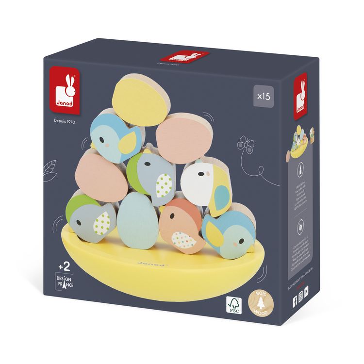 Produktbild: Balancier-Nest aus Holz mit V&ouml;geln & Eiern &ndash; Geschicklichkeitsspiel ab 2 Jahren