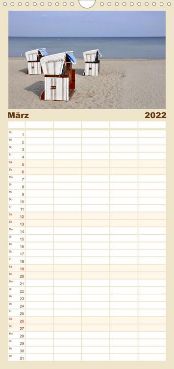 Produktbild: Familienplaner Strandkorb-Impressionen (Wandkalender 2022 , 21 cm x 45 cm, hoch)