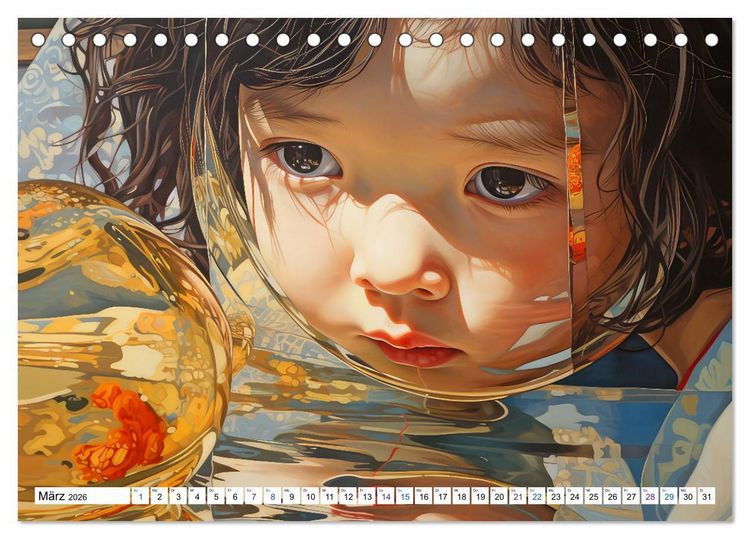 Produktbild: Surrealismus trifft asiatisch anmutende Gesichter (Tischkalender 2026 DIN A5 quer), CALVENDO Monatskalender