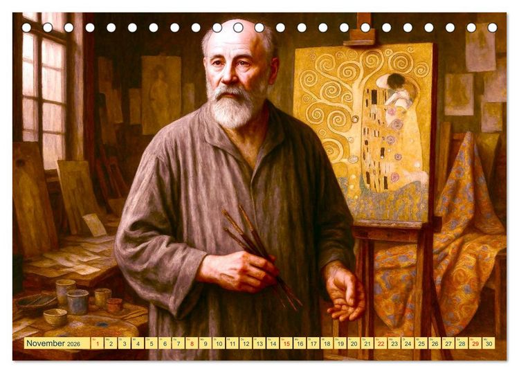 Produktbild: Gustav Klimt. Sein Leben, seine Kunstwerke (Tischkalender 2026 DIN A5 quer), CALVENDO Monatskalender