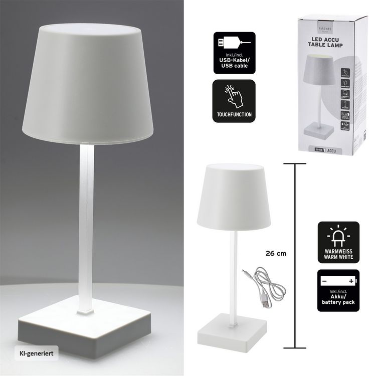 Produktbild: Cepewa LED Tischleuchte Wei&szlig; mit Touchfunktion LED Tischleuchte Wei&szlig; mit Touchfunktion