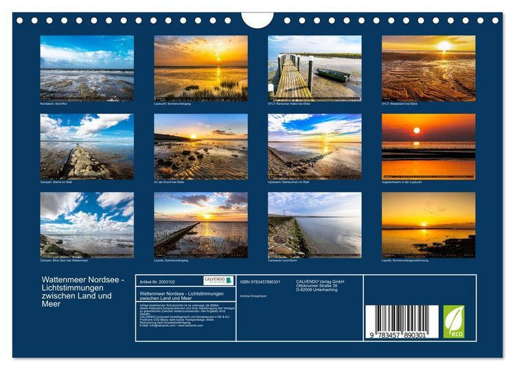 Produktbild: Wattenmeer Nordsee - Lichtstimmungen zwischen Land und Meer (Wandkalender 2026 DIN A4 quer), CALVENDO Monatskalender