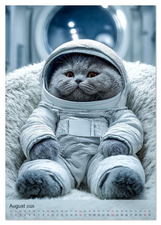 Produktbild: Katzen im Weltall - lustiger Katzenkalender f&uuml;r Kinder, Familien und Katzenliebhaber (Tischkalender 2026 DIN A5 hoch), CALVENDO Monatskalender