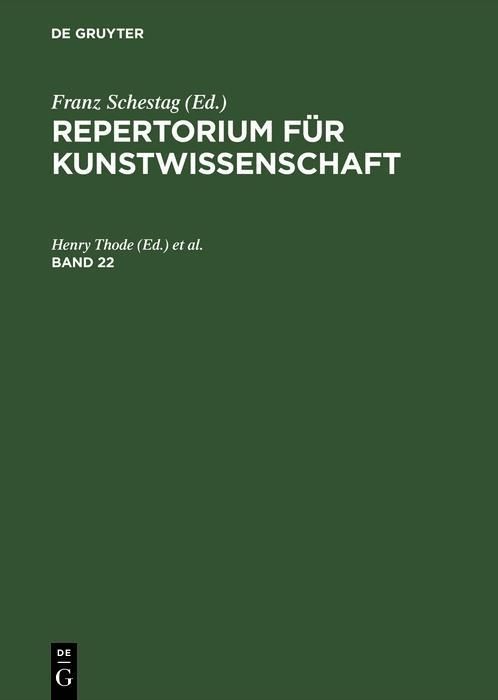 Produktbild: Repertorium f&uuml;r Kunstwissenschaft. Band 22