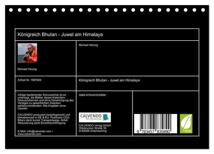 Produktbild: K&ouml;nigreich Bhutan - Juwel am Himalaya (Tischkalender 2026 DIN A5 quer), CALVENDO Monatskalender