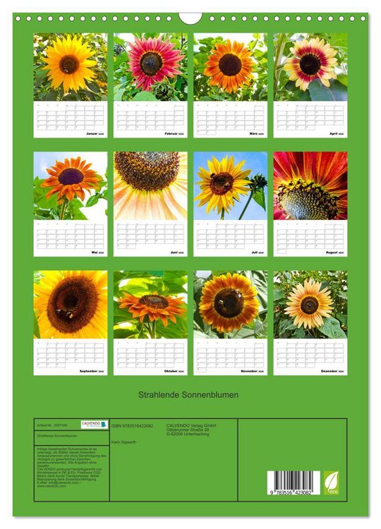 Produktbild: Strahlende Sonnenblumen (Wandkalender 2026 DIN A3 hoch), CALVENDO Monatskalender