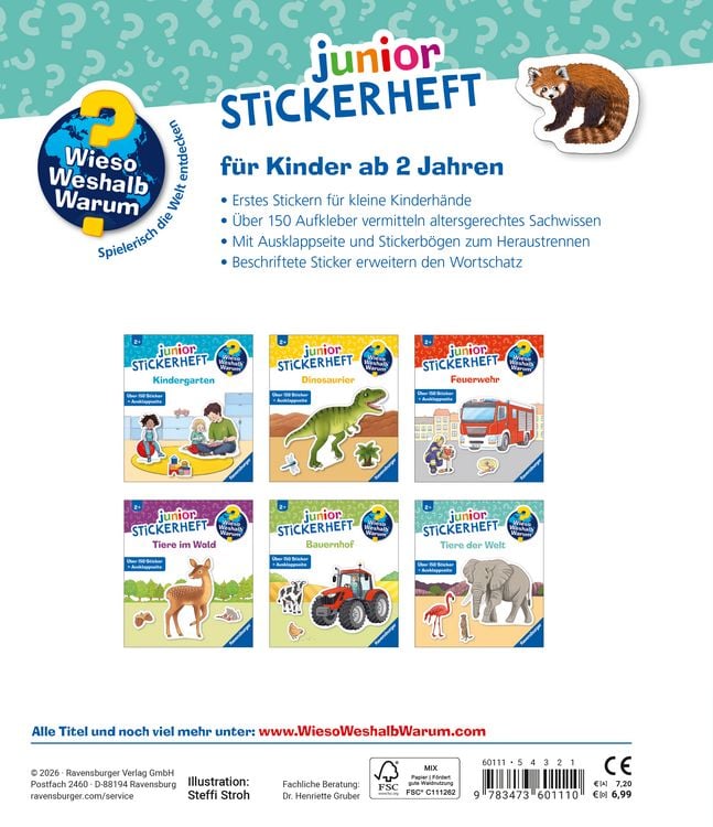 Produktbild: Wieso? Weshalb? Warum? junior Stickerheft - Tiere der Welt