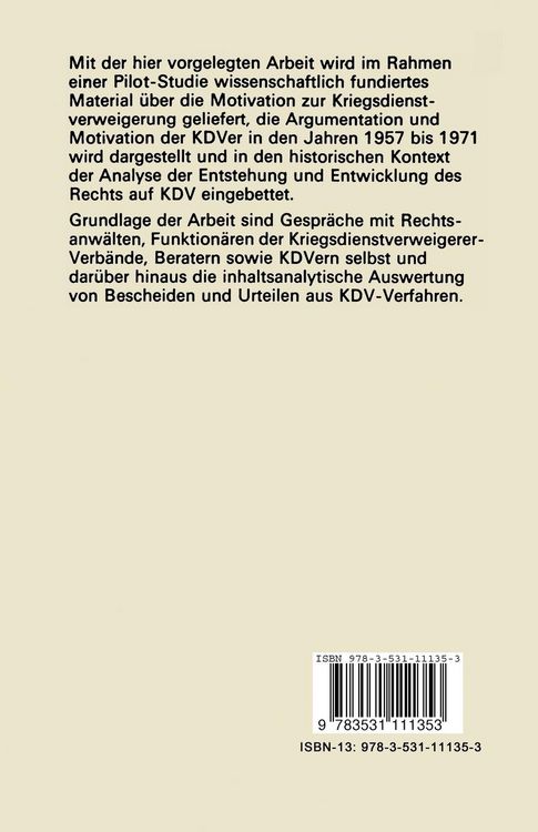 Produktbild: Kriegsdienstverweigerer in der BRD