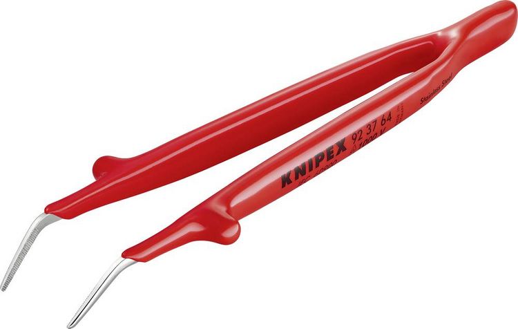 Produktbild: Knipex 92 37 64 VDE-Pinzette Spitz, gebogen 45&deg;, fein 150mm