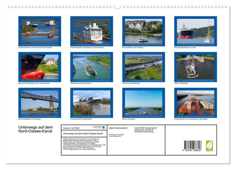 Produktbild: Unterwegs auf dem Nord-Ostsee-Kanal (hochwertiger Premium Wandkalender 2027 DIN A2 quer), Kunstdruck in Hochglanz