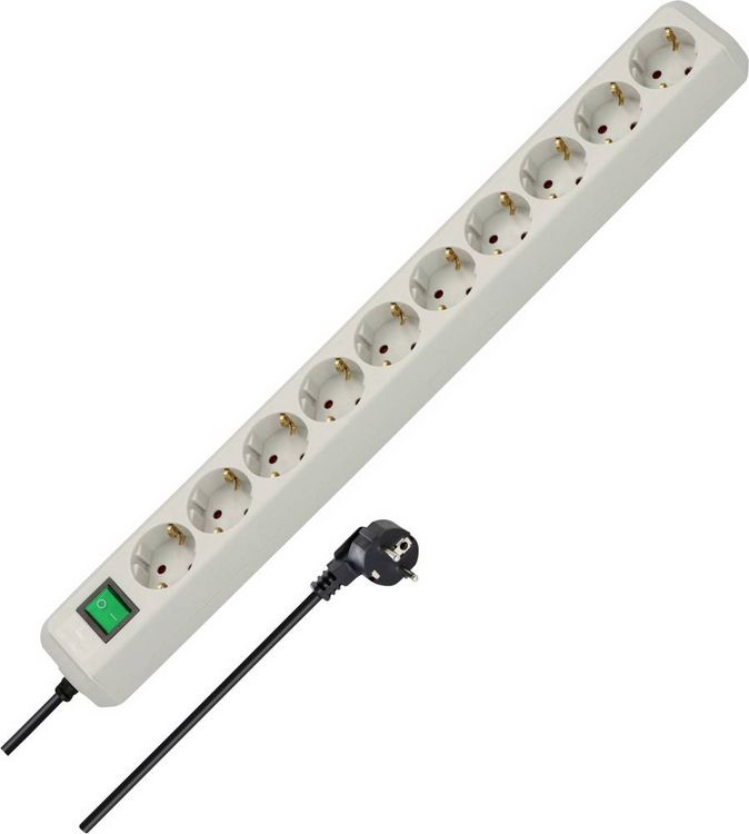 Produktbild: Brennenstuhl 1159350010 Steckdosenleiste mit Schalter 10fach Lichtgrau Schutzkontakt 1 St.