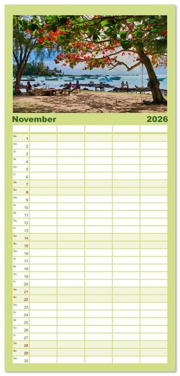 Produktbild: Familienplaner 2026 - Mauritius - Sch&ouml;nheit im Indischen Ozean mit 5 Spalten (Wandkalender, 21 x 45 cm) CALVENDO