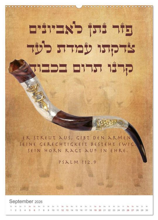 Produktbild: Psalmen Tehilim Hebr&auml;isch - Deutsch (Wandkalender 2026 DIN A2 hoch), CALVENDO Monatskalender