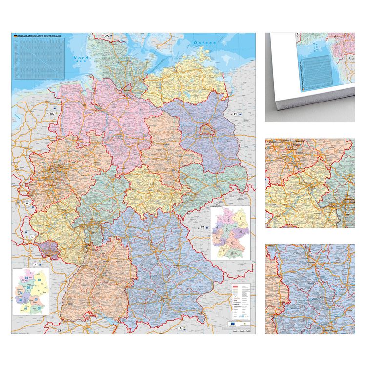 Produktbild: Deutschland Organisationskarte politisch zum Pinnen auf EasyPrint - Platte