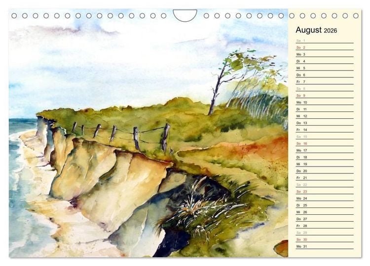 Produktbild: Aquarelle - Fischland-Dar&szlig; (Wandkalender 2026 DIN A4 quer), CALVENDO Monatskalender