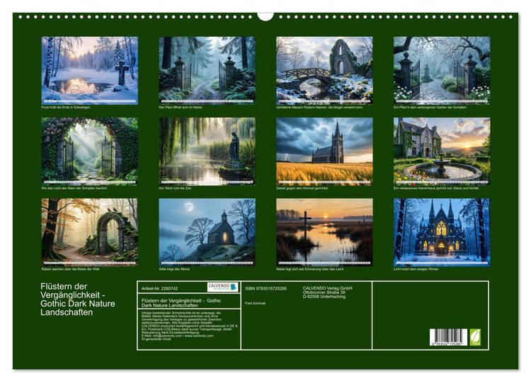 Produktbild: Fl&uuml;stern der Verg&auml;nglichkeit - Gothic Dark Nature Landschaften (Wandkalender 2026 DIN A2 quer), CALVENDO Monatskalender