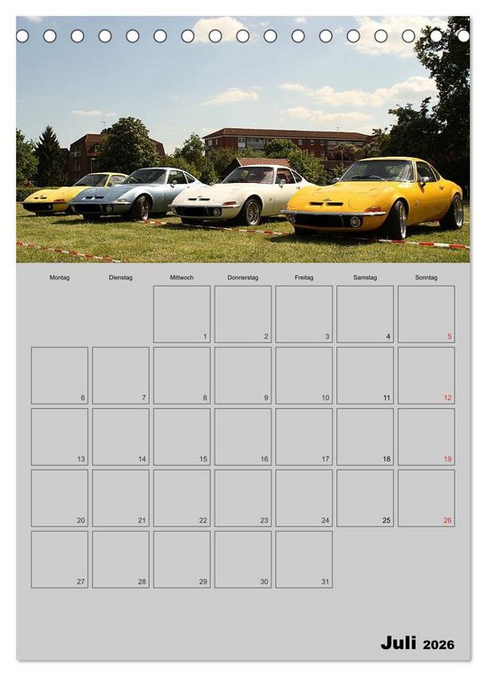 Produktbild: Opel GT Terminplaner (Tischkalender 2026 DIN A5 hoch), CALVENDO Monatskalender