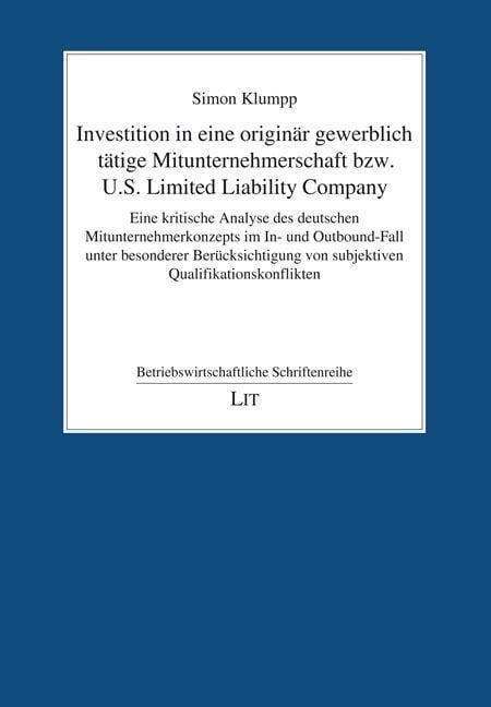 Produktbild: Klumpp, S: Investition / gewerbl. Mitunternehmerschaftin