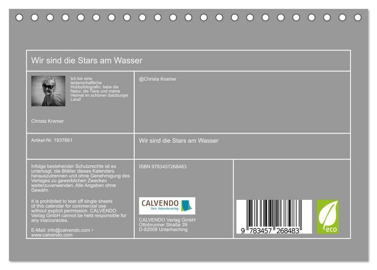 Produktbild: Wir sind die Stars am Wasser (Tischkalender 2026 DIN A5 quer), CALVENDO Monatskalender