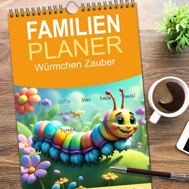 Produktbild: Familienplaner 2026 - W&uuml;rmchen Zauber mit 5 Spalten (Wandkalender, 21 x 45 cm) CALVENDO