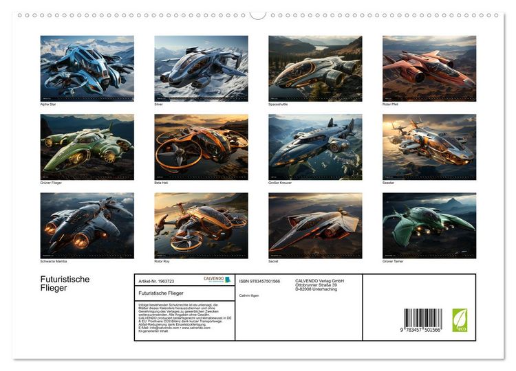 Produktbild: Futuristische Flieger (hochwertiger Premium Wandkalender 2026 DIN A2 quer), Kunstdruck in Hochglanz
