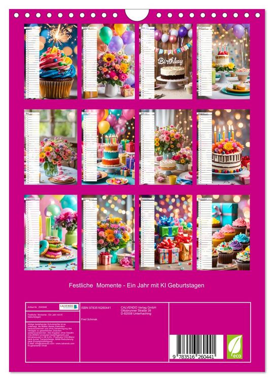 Produktbild: Festliche Momente - Ein Jahr mit KI Geburtstagen (Wandkalender 2026 DIN A4 hoch), CALVENDO Monatskalender